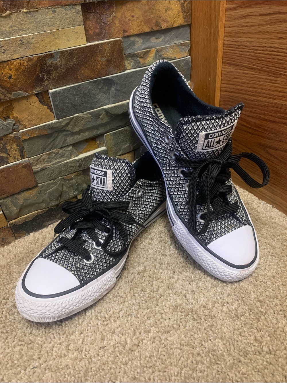 Converse unique  Black & White Patterned All Star Low Top Sneakers